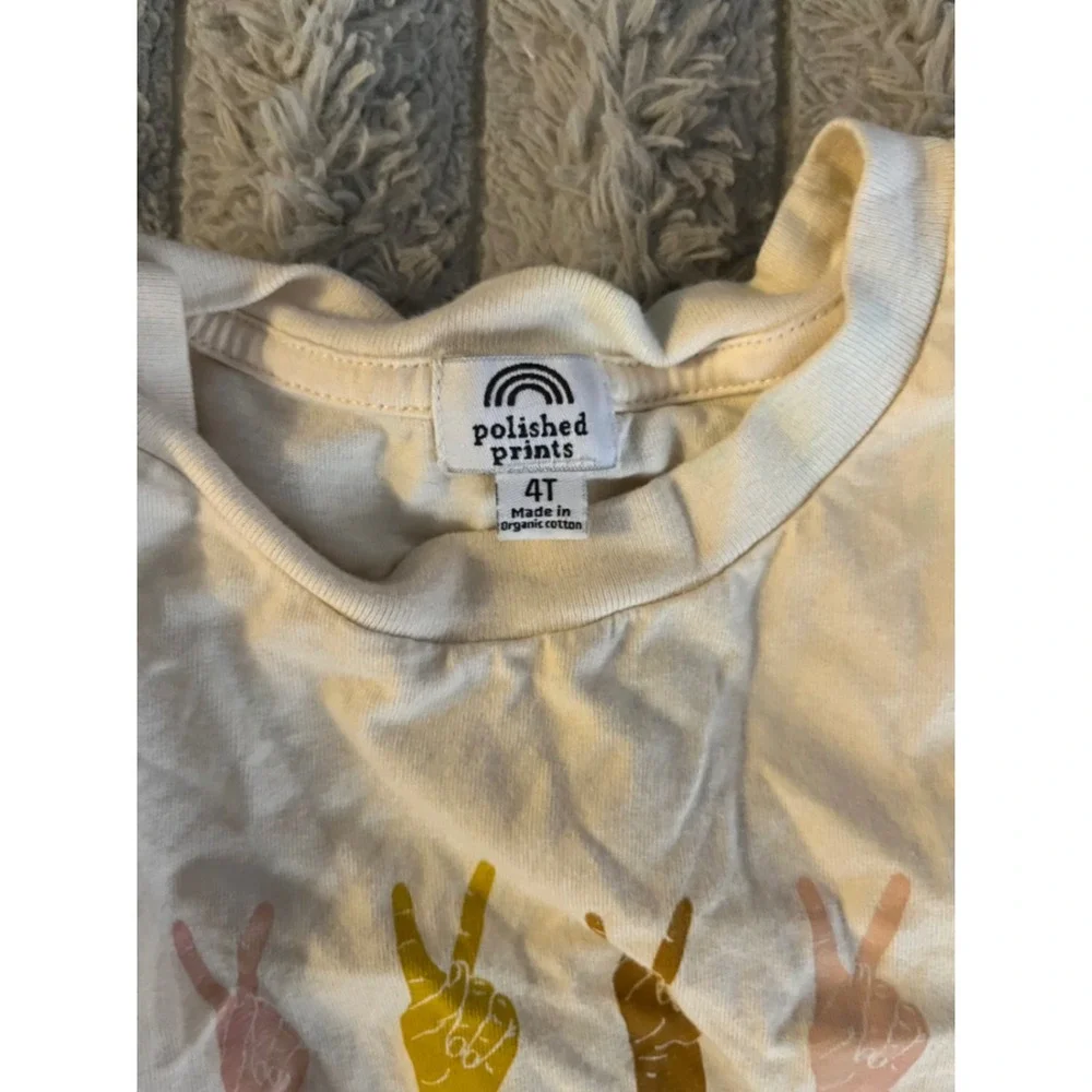 Bundle Zara Kids Crochet Floral Top & Polished Prints Peace Sign Tee 4T 4-5Y